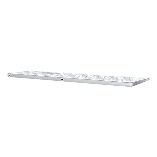 Image of Apple Magic Keyboard with Touch ID and Numeric Keypad: Wireless, Bluetooth, Rechargeable. Works with Mac Computers with Apple Silicon; British English - White Keys (Renewed)