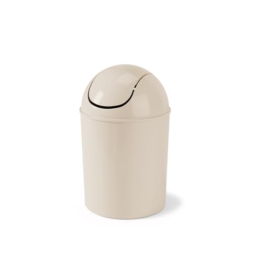 Umbra 1.25 Gallon Mini Waste Can with Removable Swing-Top Lid - Small Garbage Bin for Kitchen, Bathroom, Bedroom, Office - Compact Trash Can Fit Under Tables & Counters - Oatmeal