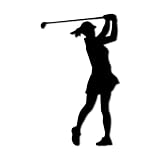 Female Golfer Silhouette Metal Wall Art Metal Outdoor Decor Modern Metal Signs Elegant Wall Decor Home Decoration For Living Room Office Apartment Golf Lover Gift (Black,12Inch)