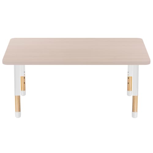 Image of 30 inch x 48 inch Rectangle Kids Classroom Table with Adjustable Chunky Wood Legs