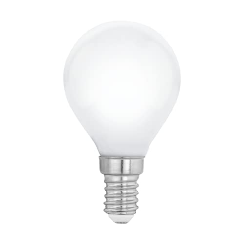 Eglo Dimmable E14 LED Light Bulb Milky, Drop-Shaped Opaque Edison lamp, 4.5 watt (Equivalent to 40 watt), 470 Lumen