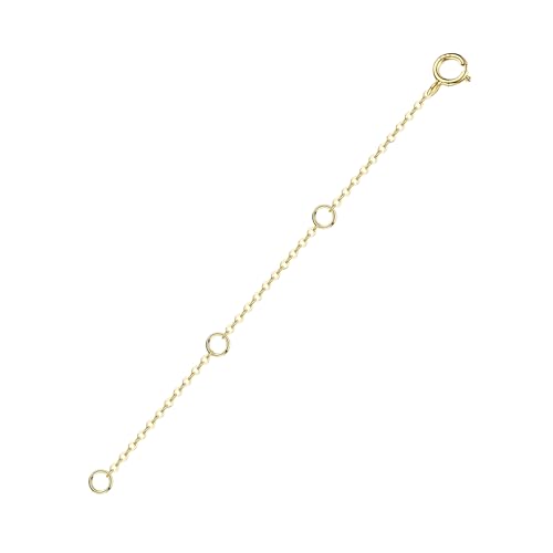 Image of 14K Solid Gold Necklace Extender Real Bracelet Extender 2 3 4 Inch Durable Adjustable Chain Gold Anklets Extension for Women 2 inch 3 inch 4 inch (14K Yellow Gold-3 IN)