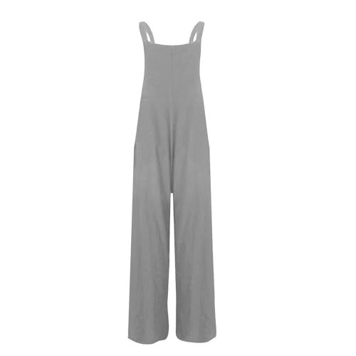 Image of Kubbon Womens Wide Leg Jumpsuits Sleeveless Straps Bib Overalls Summer Baggy Casual Pants Rompers Overalls with Pockets