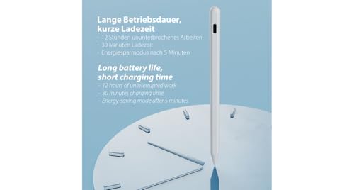 Lmp Digipen Compatibile Con Ipad - Palm Rejection, Sensibilità Tilt, Magnetico, Senza Bluetooth, 14H Autonomia, Led Batteria, 2 Punte Di Ricambio, Cavo USB-C Incluso – Bianco - 8