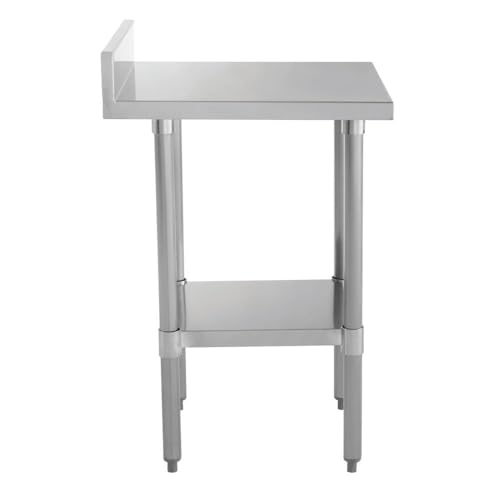 Image of Kratos Stainless Steel Kitchen Prep Table 24 inchx24 inch with Backsplash and Undershelf, NSF Worktable for Restaurants - 16ga /304SS