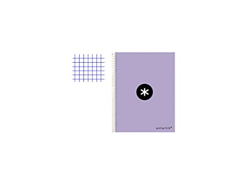 Cuaderno espiral liderpapel a5 antartik tapa dura 80h 100 gr cuadro 5mm color lavanda