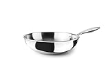 IBILI - Wok Triply Natural 20 Cm, Acero inoxidable, Apto para induccion, sin antiadherente