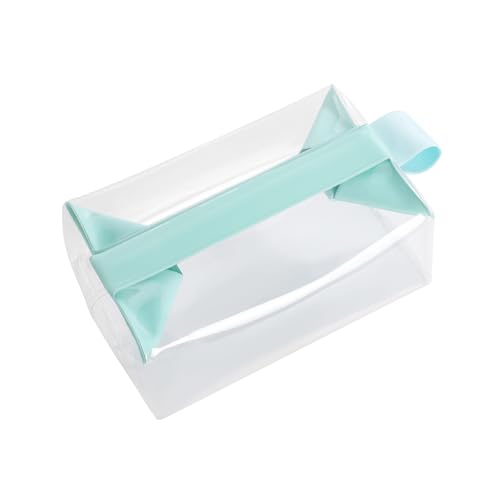 Cuteseason Clear Toiletry Bag with Magnetic Closure, 0.7mm Thick Structured TPU Travel Organizer, Transparent Pouch for Toiletries, Makeup and Daily Essentials, Modern Color Trim(Sage Green Trim)