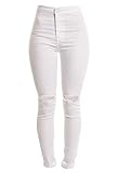 Generic Andongnywell Women's Oversized stretch knee ripped jeans Mid Waist Knee Skinny Distressed...