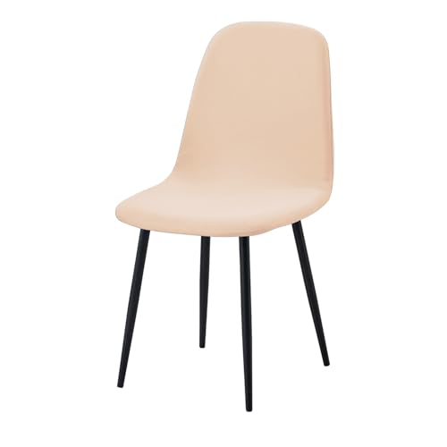 Image of HOKIPO 'SereneSolids' 140 GSM Shell Chair Cover, Mid Century Modern Dining Chair Cover, Pack of 1, Beige (AR-6248-BGE)