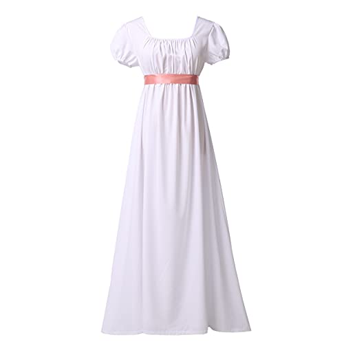 BLESSUME Lady Vintage Ball Dress Vestido Vestido de té de Cintura Alta (Blanco, 2XL)