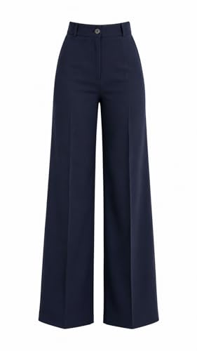 Image of Korean Pants for Woman | High Waist Wide Leg Trouser | Formal Office Casual Wear | Zero See-Through Semi-Stretchable Fabric