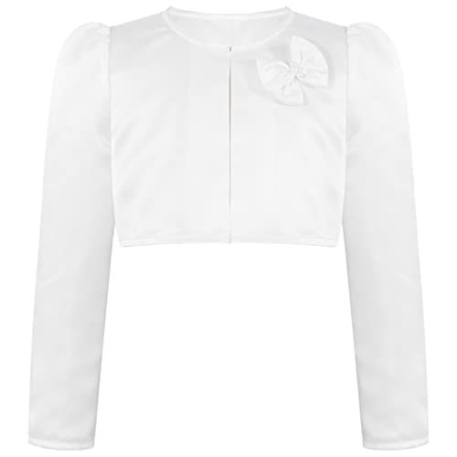 CHICTRY Kids Girls Bowknot Cropped Open Cardigan Long Sleeve Bolero Shrug for Wedding Dress Cover up
