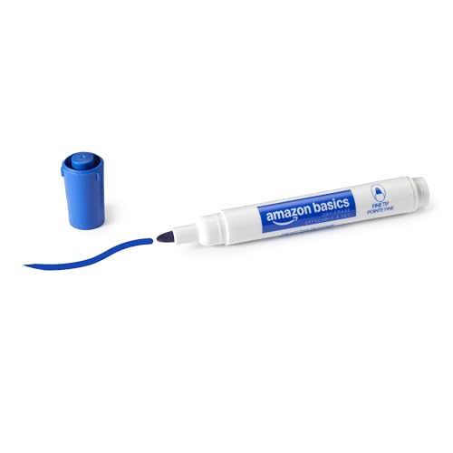 Image of Amazon Basics Low-Odor Dry Erase Whiteboard Markers, Fine Tip, Quick-Dry, Blue, 36-Pack