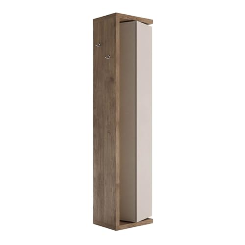 AltoBuy Arturo - Colonne pivotante 1 Porte 1 Miroir Beige laqué et Aspect Bois Finition Mercure