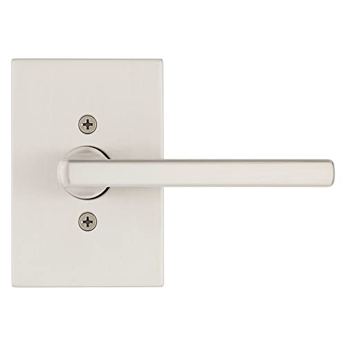 Kwikset Halifax, Door Handle Lever Nonfunctioning Dummy Lever with Microban, Rectangular Rose in Satin Nickel - Image 2