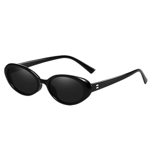 Gafas de sol ovaladas pequeñas | Gafas de sol ovaladas pequeñas de moda de los años 90 | Gafas de sol ovaladas pequeñas de los años 90, tonos vintage para hombres y mujeres, Black, Refer to