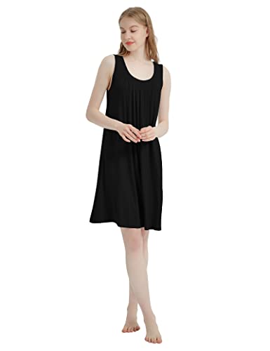 Image of GYS Cooling Bamboo Viscose Nightgowns for Women, Lightweight Sleeveless V Neck Sleep Shirt for Hot Sleepers, Soft Night dress