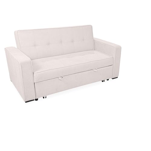 Homey - Sofá Cama de 2 Plazas Modelo Aron, Diseño Moderno, Práctico y Funcional, con Reposabrazos, Beige
