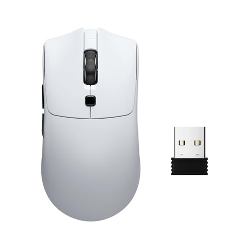 Image of RAWM MH01 Wireless Lightweight Gaming Mouse, PAW3395 Optical Sensor, 26000 DPI, 600mAh Rechargable Battery, 7 Programmable Buttons, Dual-Driver Gaming Mice for PC /Laptop /Mac