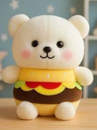 Image of Burger Bear Teddy Bear - Soft Toys for Birthday Gifts Kids, Women, Wife, Girlfriend, Best Friend Baby Boys Best Valentine Gift 30 cm