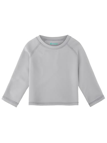 Image of Feyoyi Baby Todder Rash Guard Shirts SPF Long Sleeve Swim Shirts Sun Protection Rashguard Swimwear for Baby Boys Girls