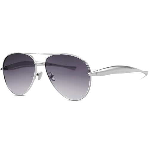 Retro Gold Aviator Sunglasses for Women Men Trendy Oversized Fashion Metal Frame Oval Designer Inspired Dupe Shades