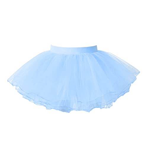Nyeemya Saia de tule para meninas princesa saia de tutu saia de dança cintura elástica anáguas camadas disfarce de princesa carnaval, Céu azul