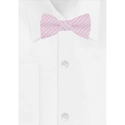 Jacob Alexander Boys' Seersucker Striped Pattern Pre-Tied Banded Bow Tie2
