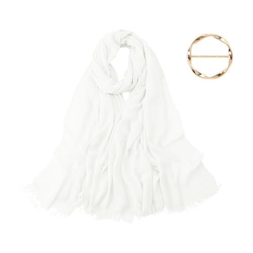 TYFGRT 1 Écharpe Blanche Élégante, 1 Écharpe En Soie, Matière Douce, Chaude Et Confortable, Simple Et Tendance, Met En Valeur Le Style Vestimentaire,...