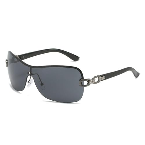 Lunettes de soleil surdimensionnées pour femmes look chic sans monture verres incurvés mode