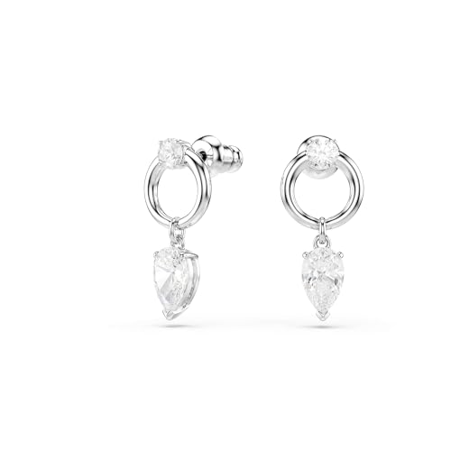 Swarovski Mesmera drop earrings, Mixed cuts, White, Rhodium Finish2