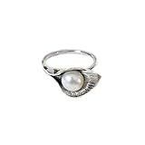 Pearl Ring for Women - Handmade Seashell Antique Jewelry For Women And Girls, Unique, 925 Sterling Silver Ring Size 7 US