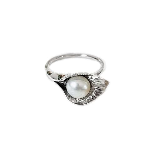 Pearl Ring for Women - Handmade Seashell Antique Jewelry For Women And Girls, Unique, 925 Sterling Silver Ring Size 7 US