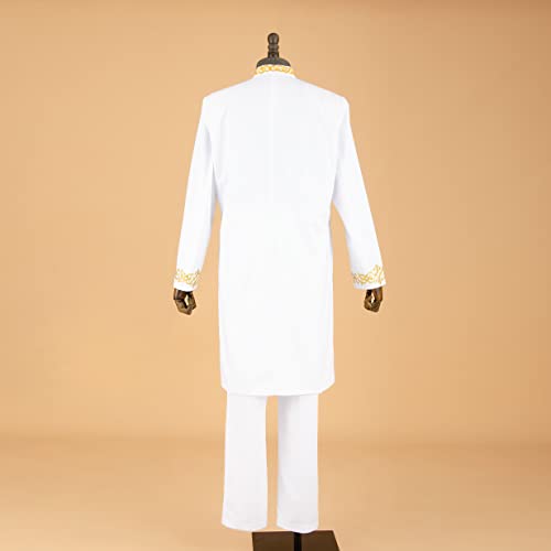 Men`s Suit African Clothing Dashiki Embroidery Jacket and Pants 2 Piece Set Dashiki Outwear Kerchief for Wedding4