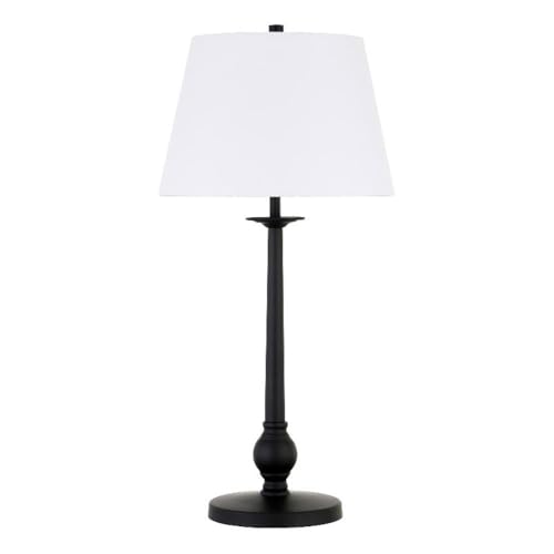 Lámpara de Mesa 28 pulgadas con pantalla de tela negra y blanca
