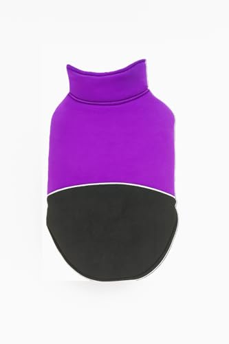 Image of The Pets Company Dog Winter Coat Jacket, Clothes, Windproof, Reversible, Light Weight, Washable, Ultra Warm Thick Fleece Lined Dog Vest for Cold Weather Protection, (Purple Black, Medium - 18 Inch)