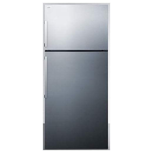 Summit Appliance FF1511SS ENERGY STAR Certified Counter Depth 28" Wide 13 Cu.Ft. Top Mount Refrigerator-Freezer with Stainless Steel Door and Platinum Cabinet