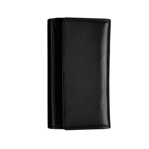 Tony Perotti Womens Italian Cow Leather Trifold Euro Clutch Wallet with ID Window and Coin Pouch in Black4