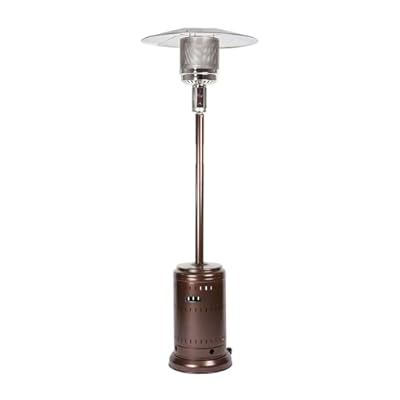 Fire Sense 60485 All Seasons Patio Heater With Wheels 46,000 BTU Output Electronic Ignition System Portable Outdoor Propane Heater Patio Heater – Hammered Bronze