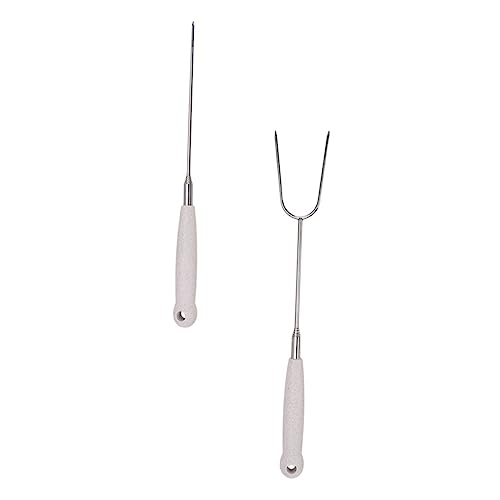 Mikikit Quality Stainless Steel Barbecue Forks Telescopic Camping Forks for Outdoor Cooking Family Gatherings