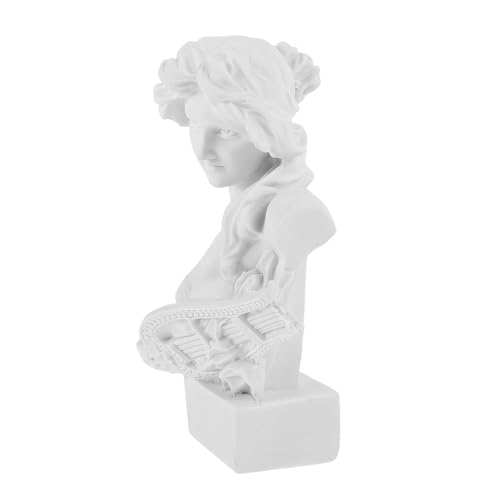 MUSISALY Statua Busto di Donna in Resina Bianca Dea Romana Scultura Mitologica per Decorazione Soggiorno Casa Collezione Artistica
