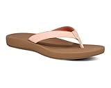Sanuk Womens Cosmic Shores | Water Resistant Flip Flops for Women | EVA Footbed With Arch Support | Women's Beach Sandals, Peachy Keen, 10
