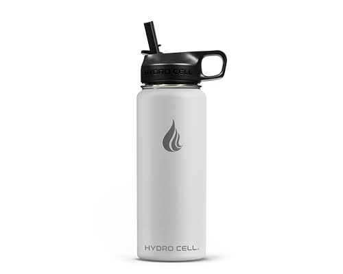 Image of HYDRO CELL Stainless Steel Insulated Water Bottle with Straw - For Cold & Hot Drinks - Metal Vacuum Flask with Screw Cap and Modern Leakproof Sport Thermos for Adults (Frost 18oz)