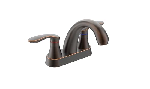 Bathroom Faucet, 4 Inch Bathrooms Faucets for Sink 3 Hole, Centerset Bathroom Sink Faucet with Pop Up Drain and cUPC Lead-Free Hose(ORB)