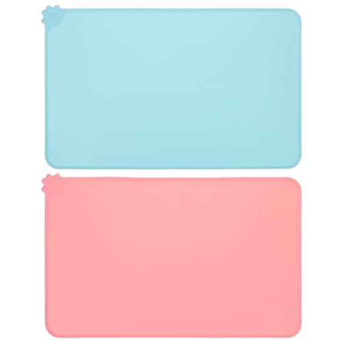 Luxshiny ペットフードマット 2枚セット: 滑り止め犬猫用給餌マット 再利用可能 ペットボウルプレースマット 給餌トレイ 犬用水・フードボウルパッド 屋内ケージ用