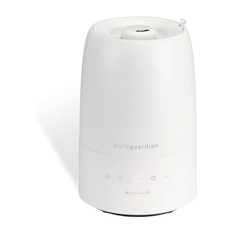 PureGuardian 30-Hour .50 Gallon Top Fill Cool Mist Ultrasonic Humidifier for Large Rooms with Humidistat, 12-Hour Timer, Aroma Tray for Bedroom, Living Room, Office, White, H955W Cover