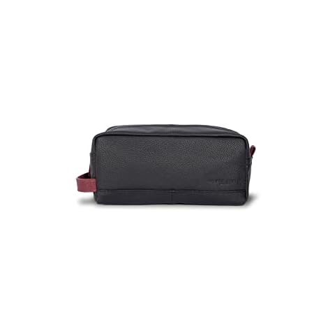 Santiago Leather Toiletry Bag for Men, Travel Wash Bag/Makeup Bag/Gym Shaving Bag with Internal Pockets Cover