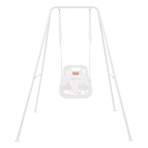 FUNLIO Balançoire 3 en 1 pour Bebe avec 4 Sacs de Sable, Balancoire pour Enfant Intérieure/Extérieure avec Support en Métal Pliable, Aire de Jeux Exterieur...