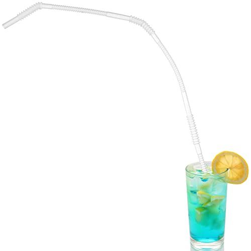 Geiserailie 12 Pieces Flexible Drinking Straws Extra Long Bendy Plastic Straws for Party Camping Limited Mobility Situations Dishwasher(Clear, 28 Inches)